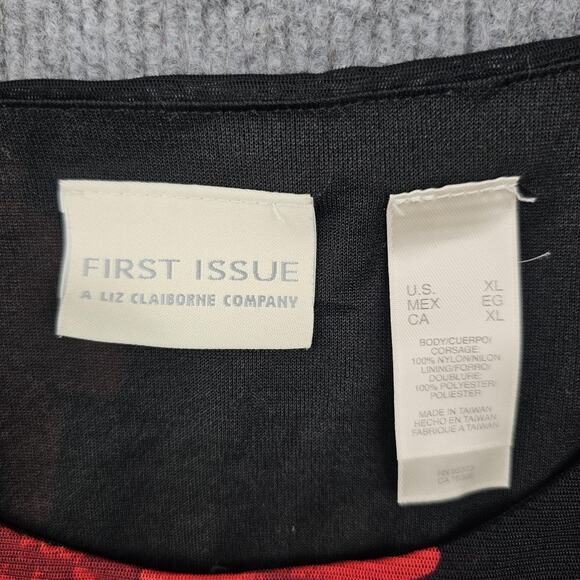 Vintage First Issue Shirt Womens XL Floral Mesh Y2K Large Print Nylon 90s Preppy - Picture 2 of 5